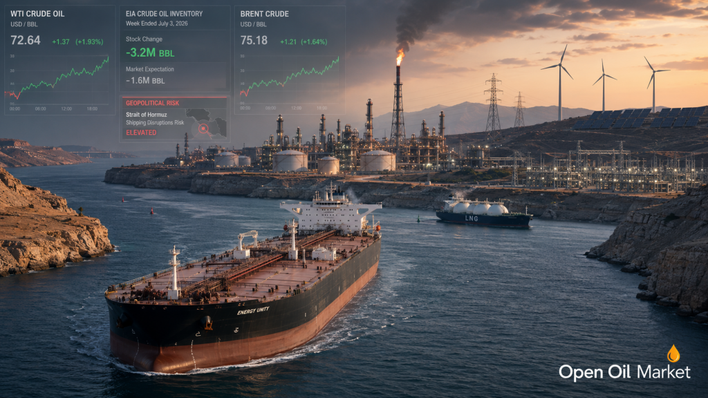 تیل اور گیس کی خبریں — بدھ، 8 جولائی 2026: ہارموز کا خطرہ، EIA کے ذخائر اور تیل کی مصنوعات کی مارکیٹ