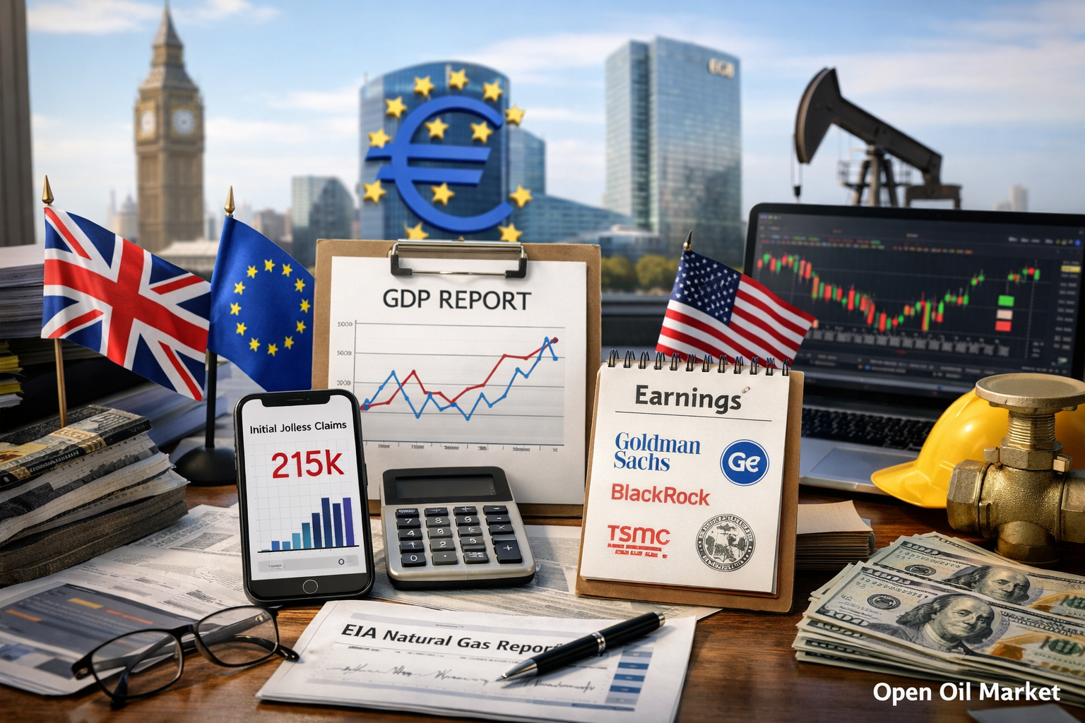اقتصادی واقعات اور کارپوریٹ رپورٹس — جمعرات، 15 جنوری 2026: برطانیہ کا جی ڈی پی، یورپی مرکزی بینک کا بلیٹن، بے روزگاری کے فوائد کے دعوے