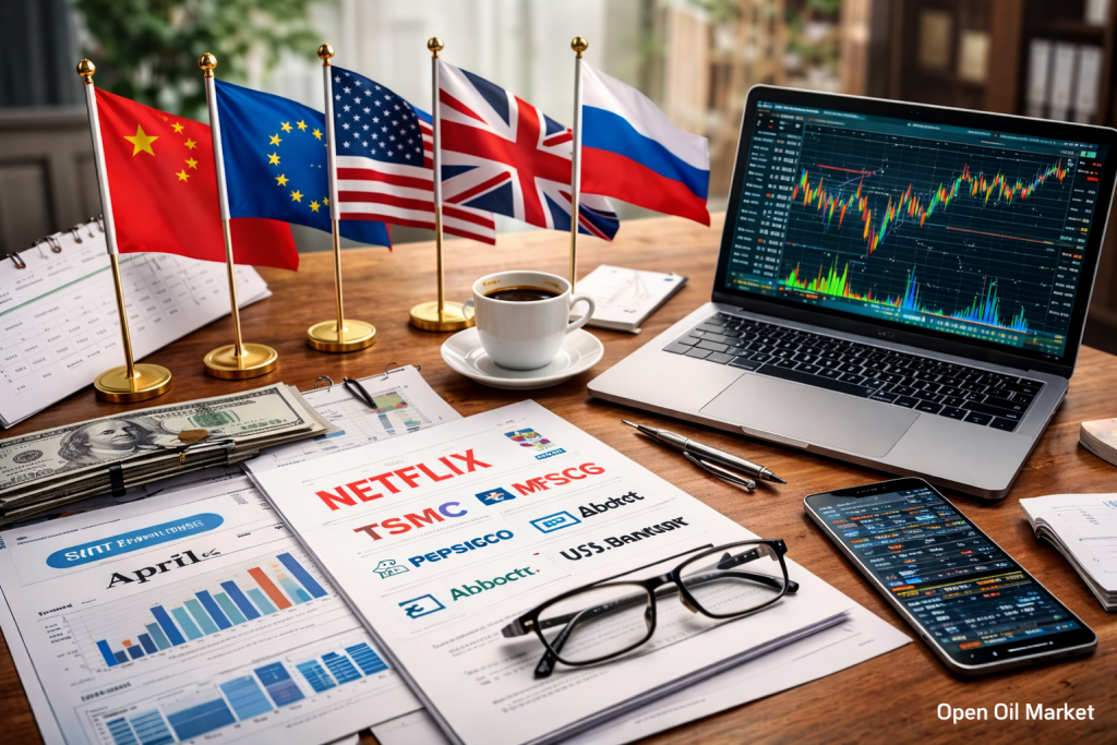 اقتصادی واقعات اور کارپوریٹ رپورٹس — جمعرات 16 اپریل 2026: چین کا جی ڈی پی، یوروزون کا CPI اور کمپنیوں کی رپورٹنگ