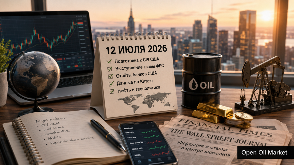 عالمی مالیاتی کلینڈر 12 جولائی 2026 کو CPI امریکہ، بینکوں کی رپورٹیں، تیل اور S&P 500، Euro Stoxx 50، Nikkei 225 اور MOEX کے ساتھ