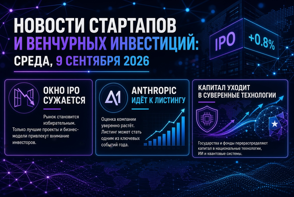 اسٹارٹ اپس اور وینچر کی سرمایہ کاری کی خبریں: بدھ، 9 ستمبر 2026 — IPO کا مشکل ہونا، Anthropic لسٹنگ کی طرف بڑھ رہا ہے، اور سرمایہ سرونری ٹیکنالوجیز میں جا رہا ہے۔