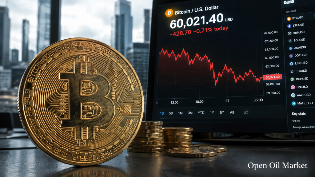 کرپٹو کرنسی کی خبریں 28 جون 2026: Bitcoin $60,000 پر، ETF سے اخراج اور اسٹیبل کوائنز